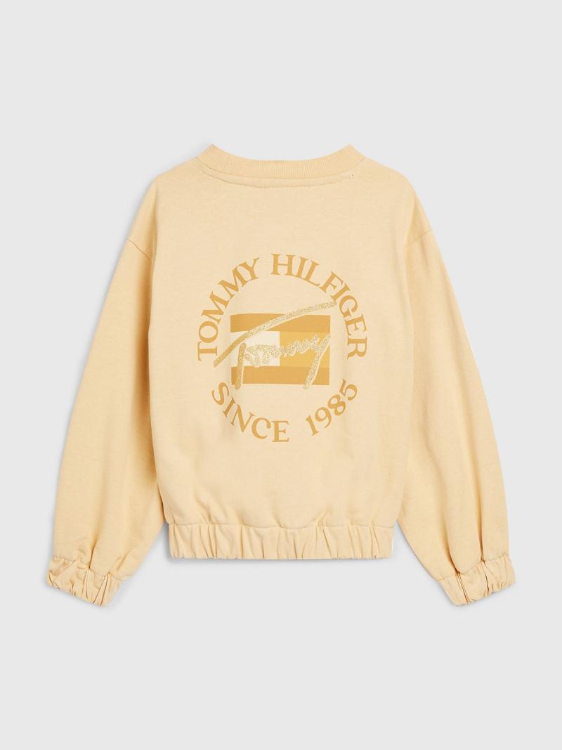 Lány Tommy Hilfiger Natural Dye Script Pulóverek Sárga | HU 1891XYU